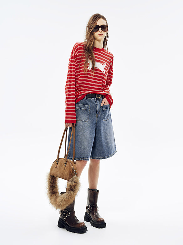 Stripe Cat Knit Top