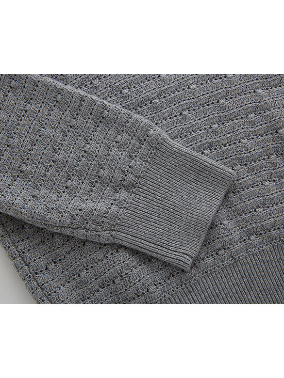 Rib-collar Polo Knit Top