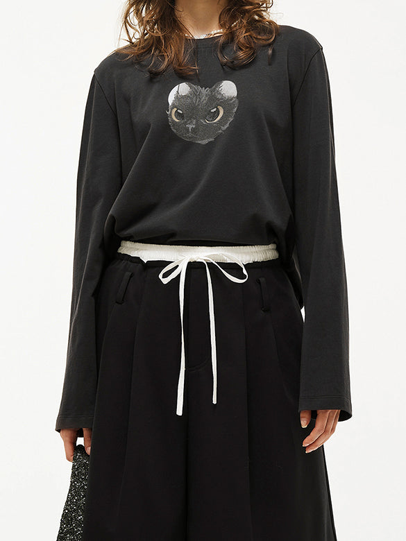 Cat Printed Long-sleeves T-shirt