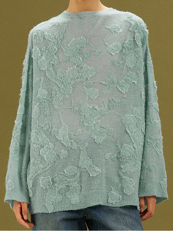 Flower Embroidery Knit Top