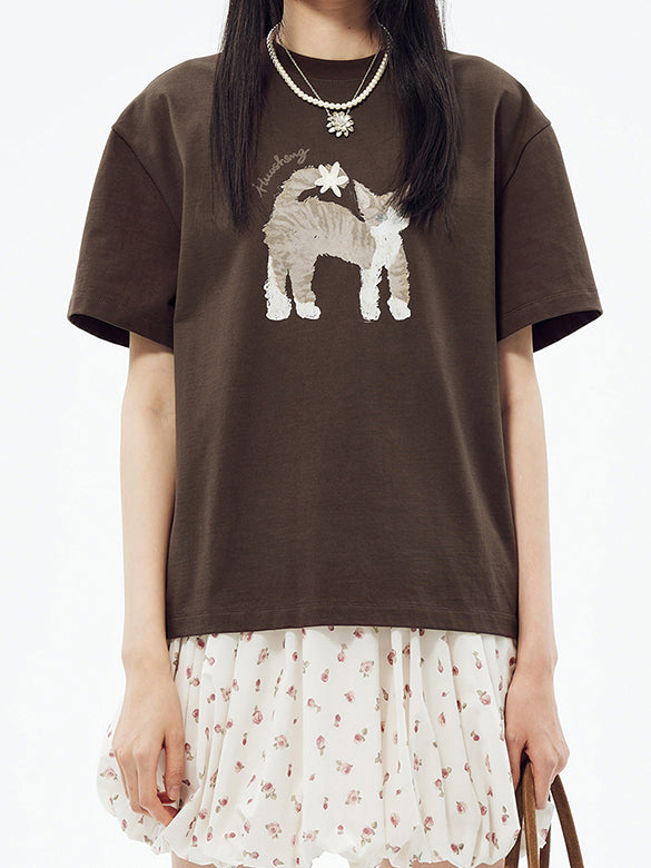 Cat Printed T-shirt