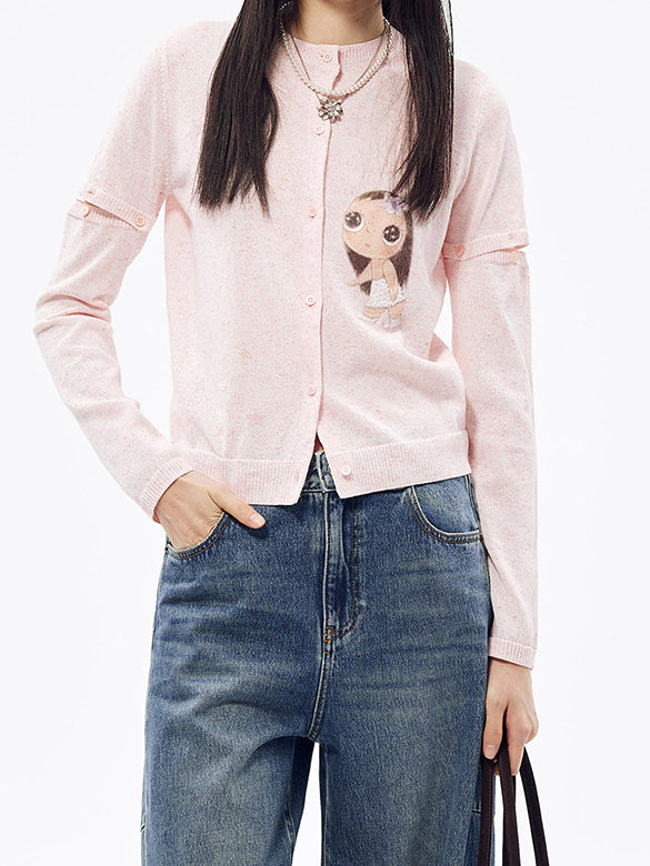 Button Sleeves Knit Cardigan