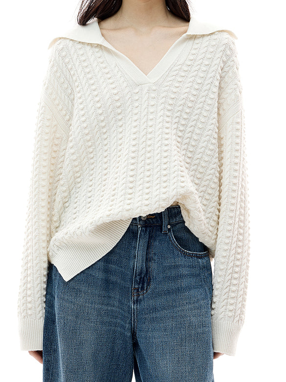 Collar Design Knitting Top