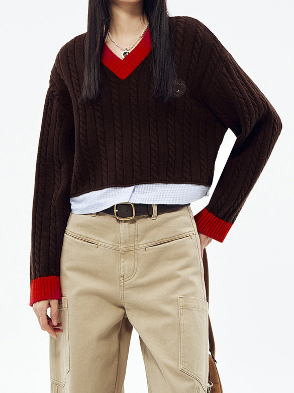 Shirt Layered V-neck Knit