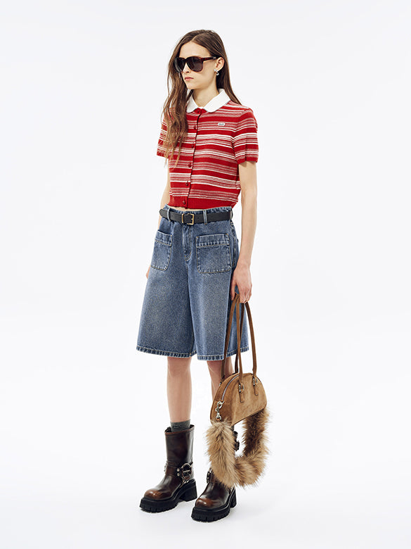 Random Pitch Stripe Polo Knit