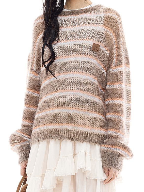 Mohair Stripe Knit Top