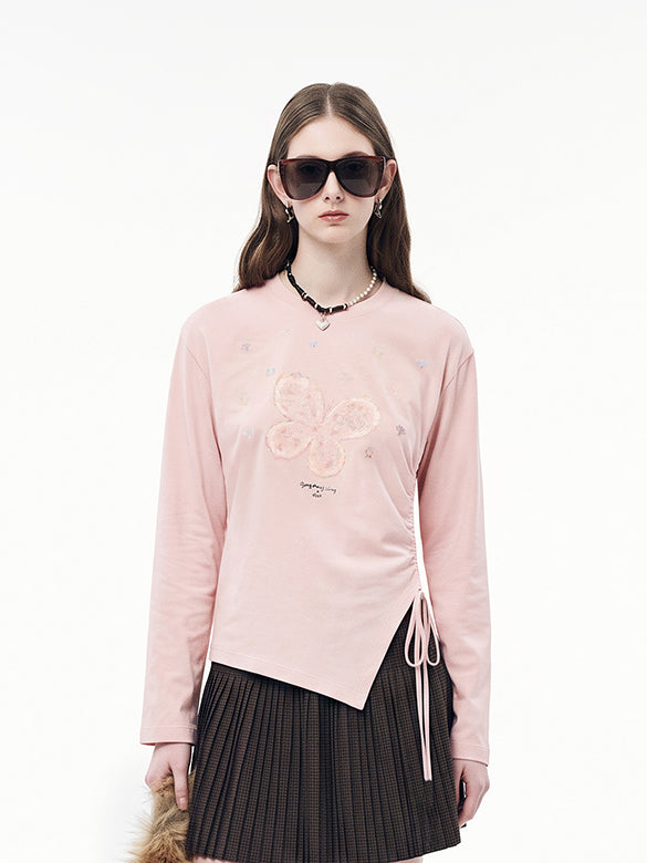 Butterfly Design Draw-code Long Sleeves T-shirt