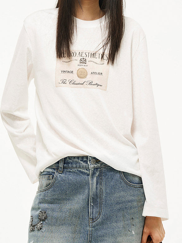 Printed Beads Long Sleeves T-shirt