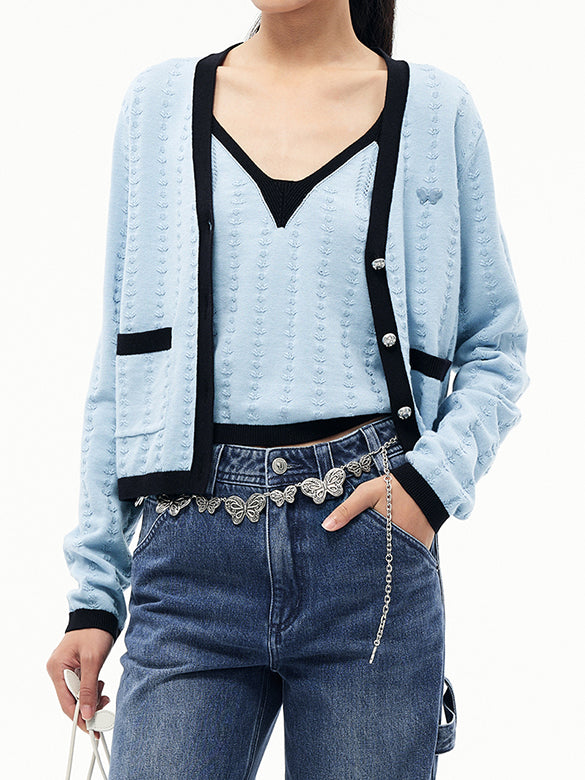 Piping Ensemble Knit Top