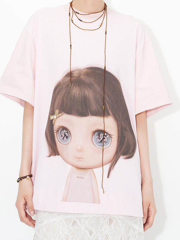 Character Printed Embroidery Loose T-shirt