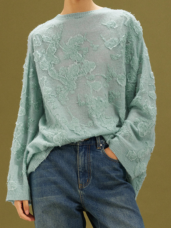 Flower Embroidery Knit Top