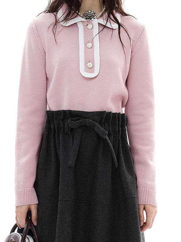 Bi-color Piping Polo Knit