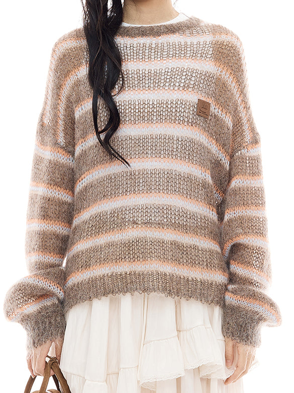 Mohair Stripe Knit Top