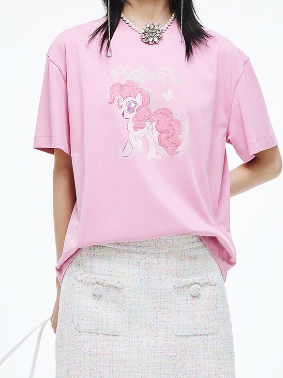Printed Embroidery Sequins T-shirt
