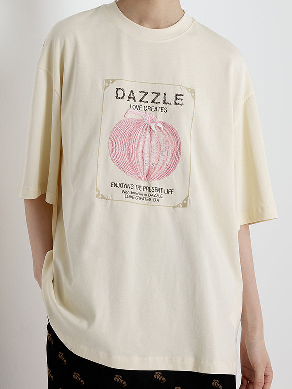 Embroidery Mix Fabric T-shirt