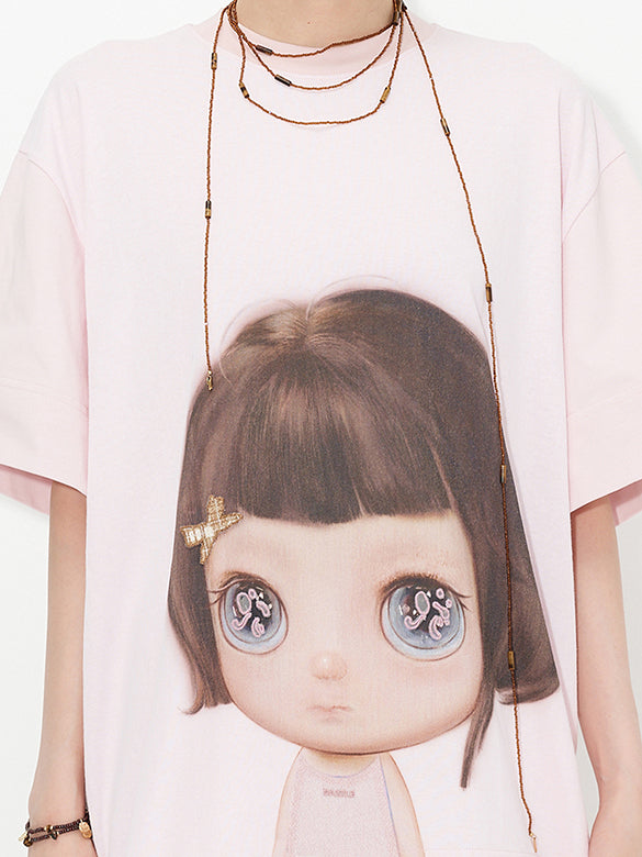 Character Printed Embroidery Loose T-shirt