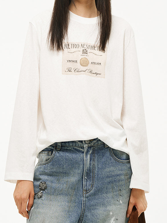 Printed Beads Long Sleeves T-shirt