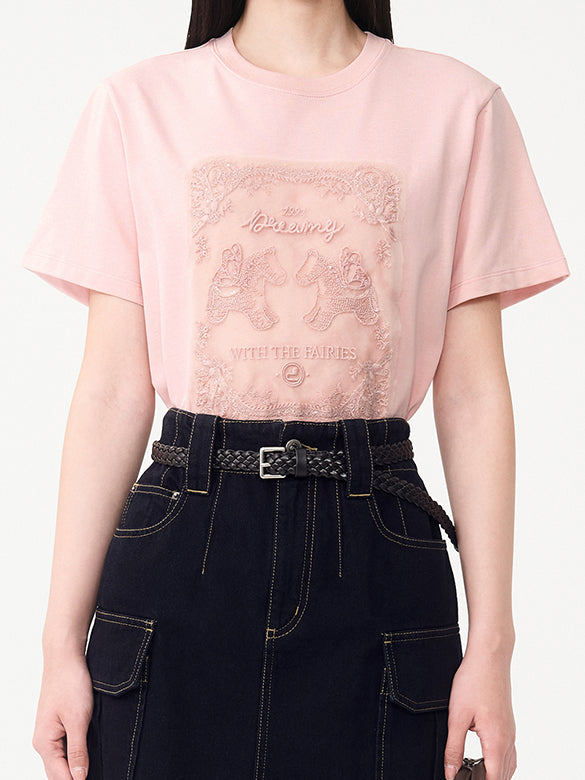 Unicorn Embroidery & Sequins T-shirt