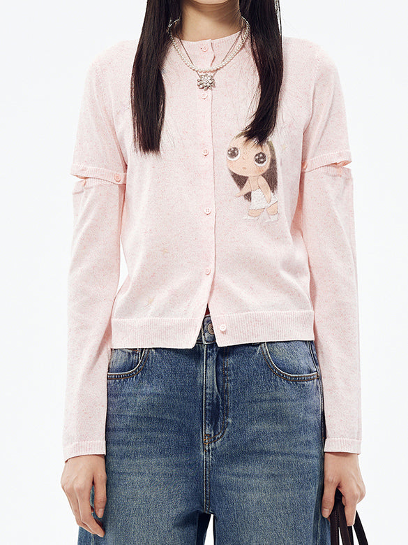 Button Sleeves Knit Cardigan