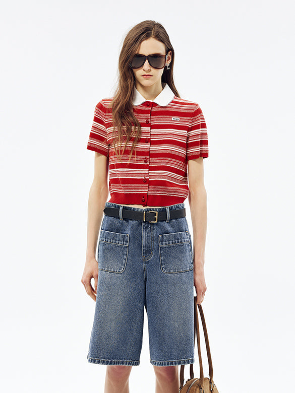 Random Pitch Stripe Polo Knit