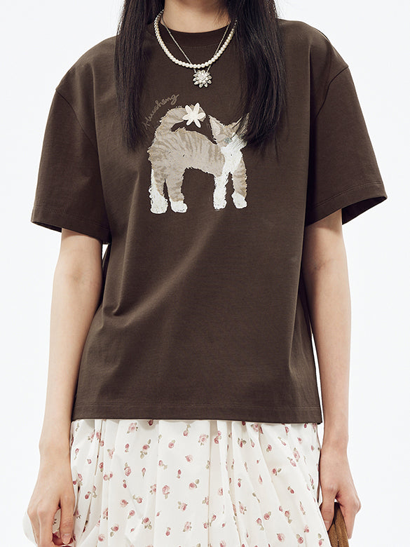 Cat Printed T-shirt