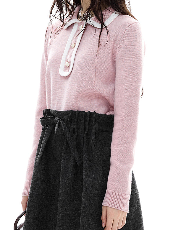 Bi-color Piping Polo Knit