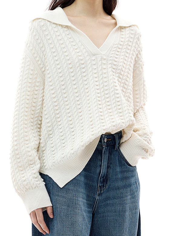 Collar Design Knitting Top