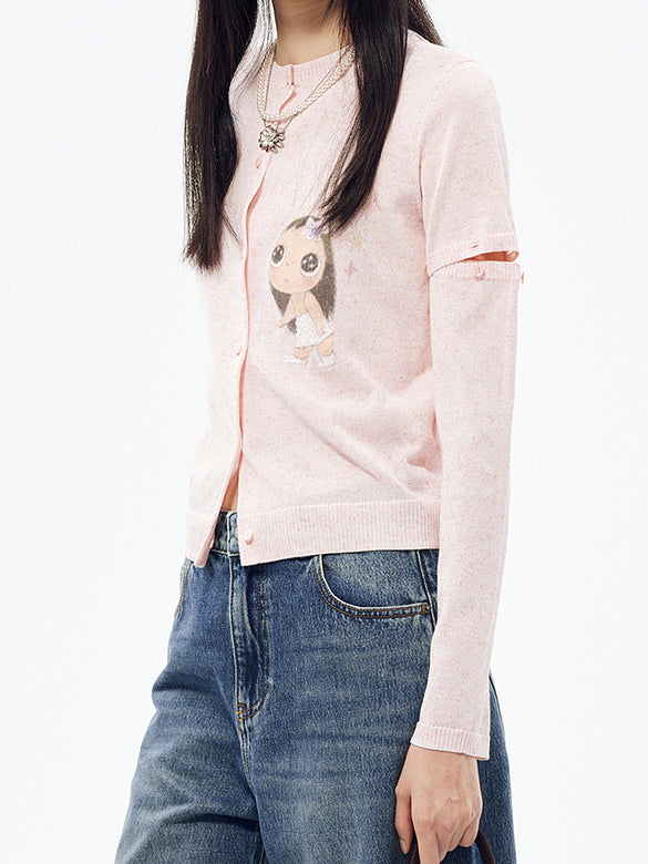 Button Sleeves Knit Cardigan