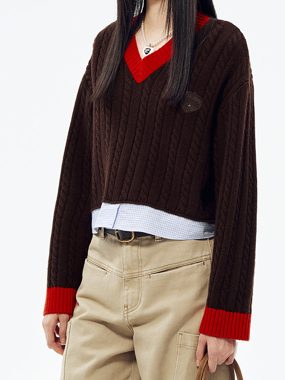 Shirt Layered V-neck Knit