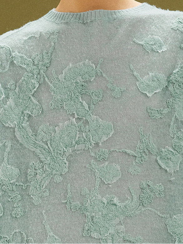 Flower Embroidery Knit Top