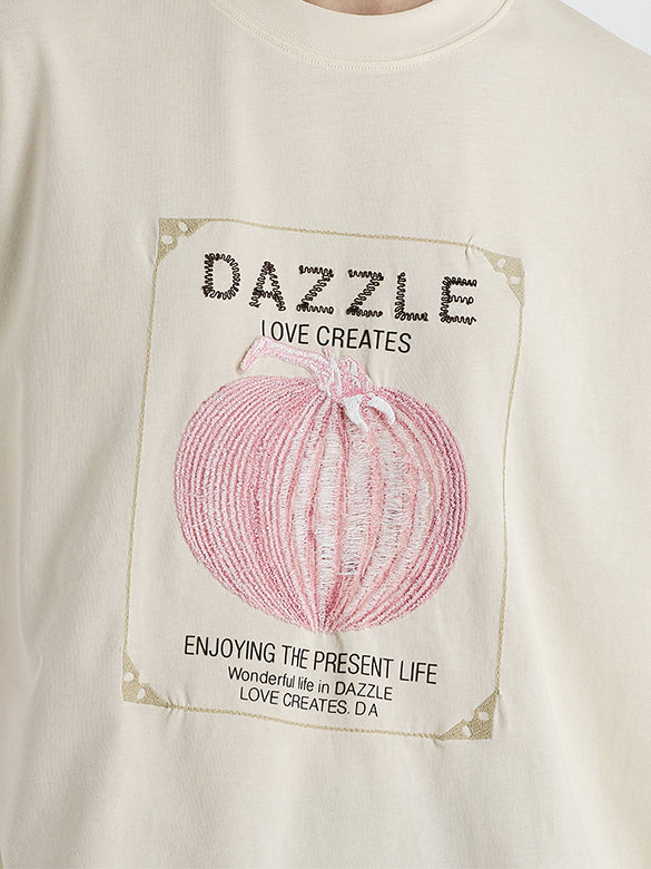 Embroidery Mix Fabric T-shirt