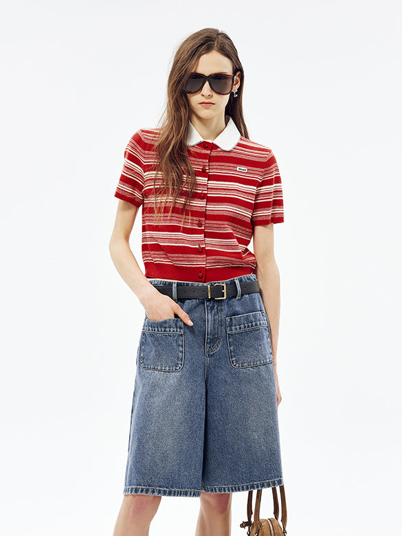 Random Pitch Stripe Polo Knit