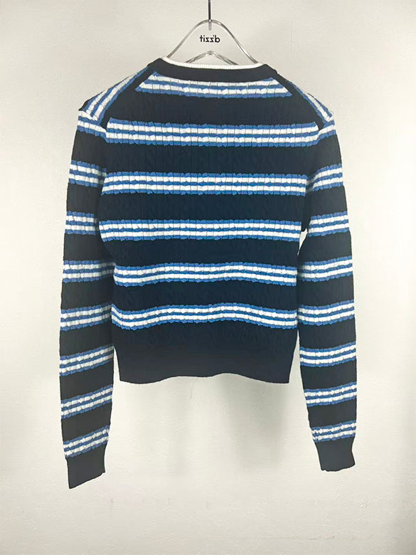 Retro Color Stripe Knit Cardigan