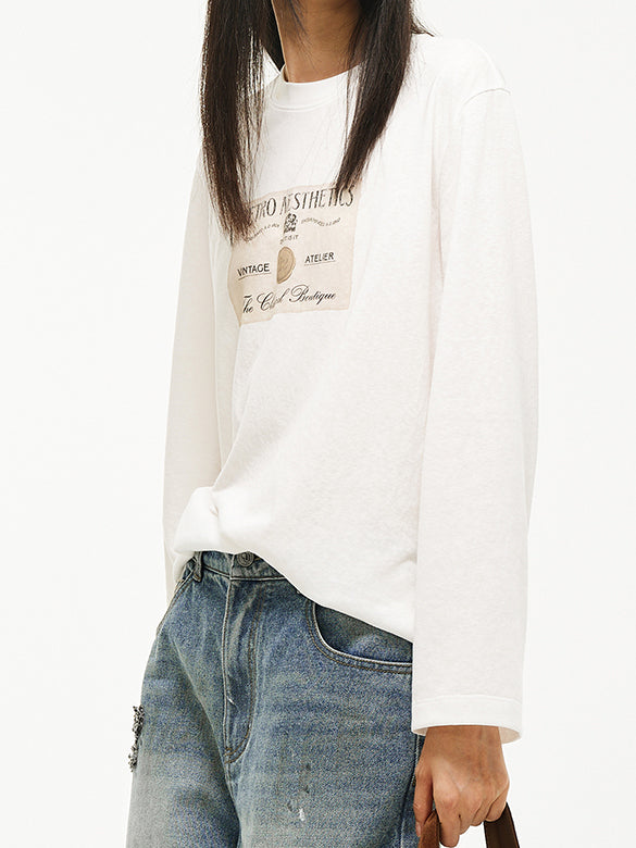 Printed Beads Long Sleeves T-shirt