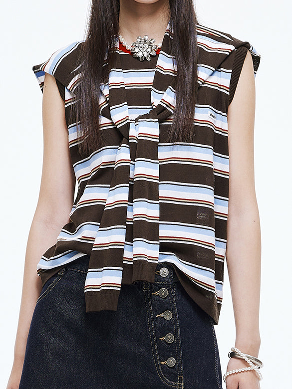 Retro Color Stripe Ensembles Knit
