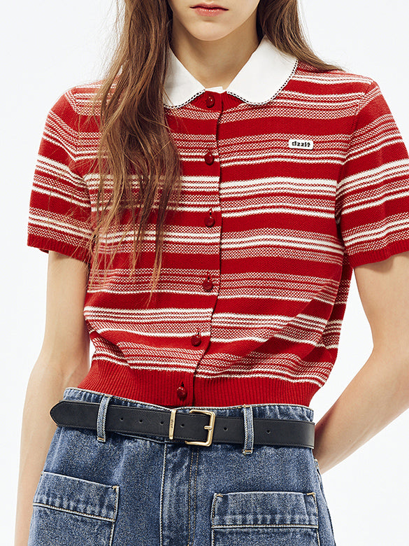 Random Pitch Stripe Polo Knit
