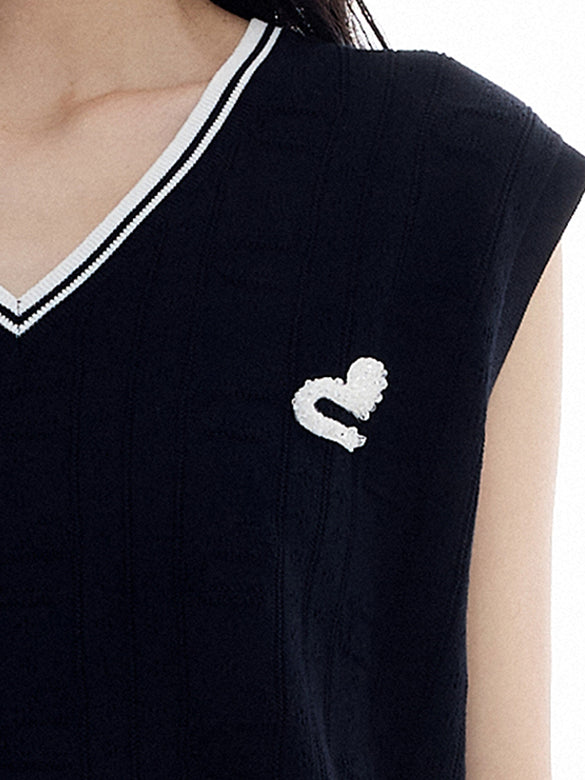 Bi-color Line Knit Vest