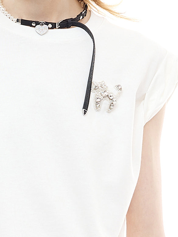 Cat Beads One-point Sleeveless T-shirt