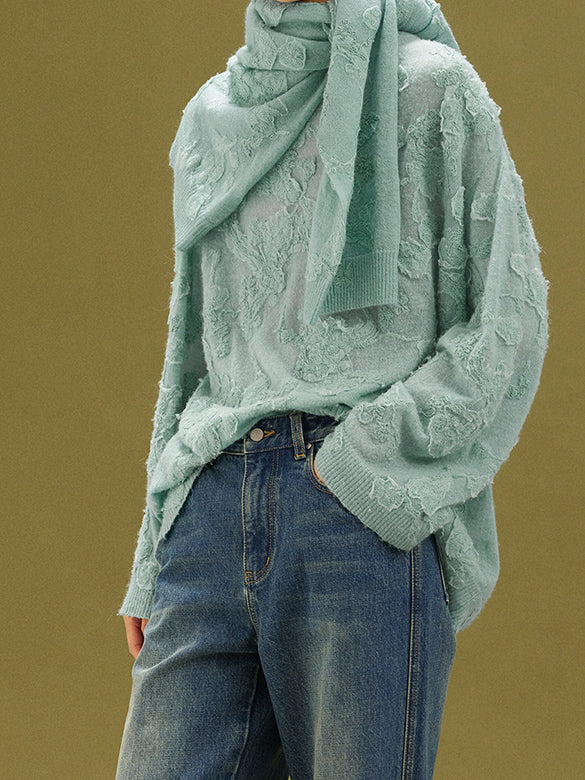 Flower Embroidery Knit Top