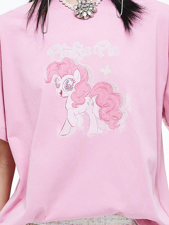 Printed Embroidery Sequins T-shirt