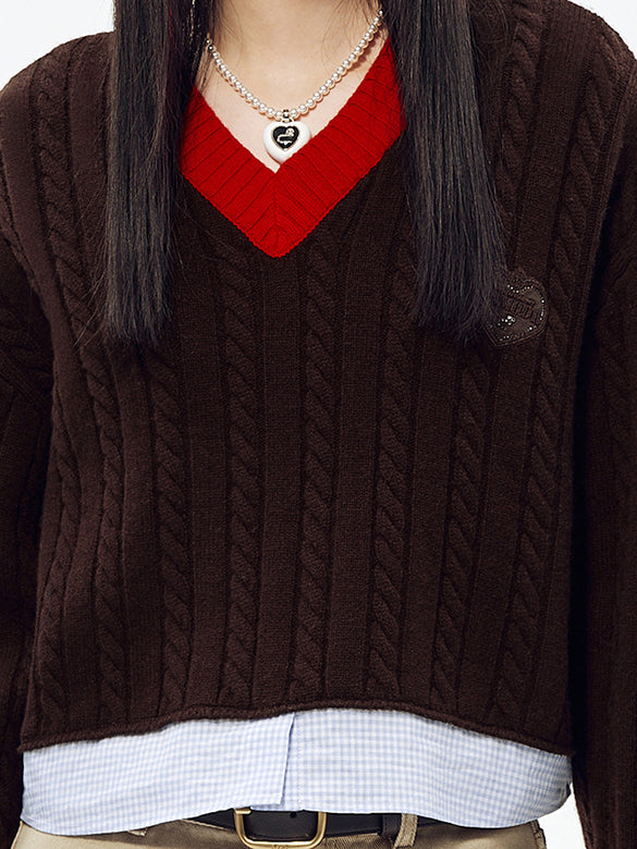 Shirt Layered V-neck Knit