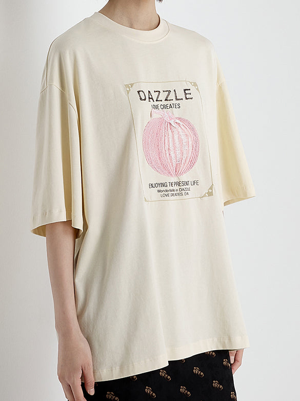 Embroidery Mix Fabric T-shirt