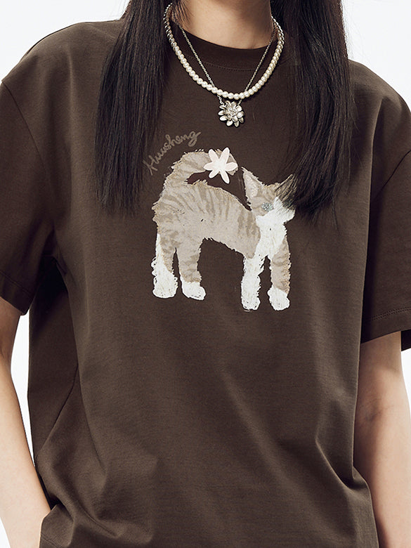 Cat Printed T-shirt