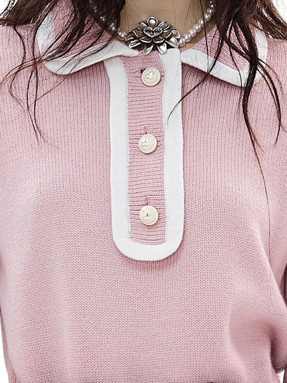 Bi-color Piping Polo Knit