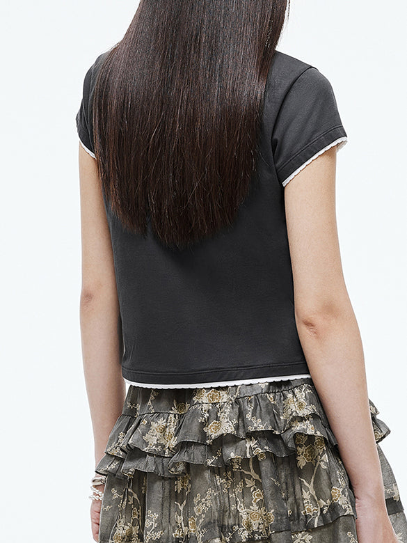 Pearl Neckless Combination T-shirt