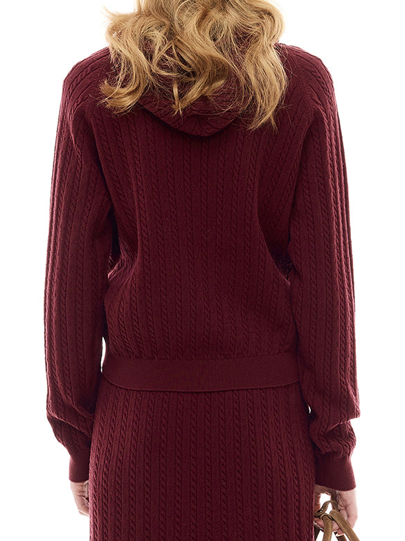 Pompon Code Knit Hoodie