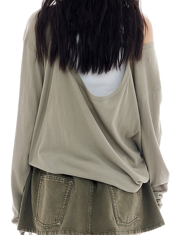Back-side Design Long Sleeves T-shirt
