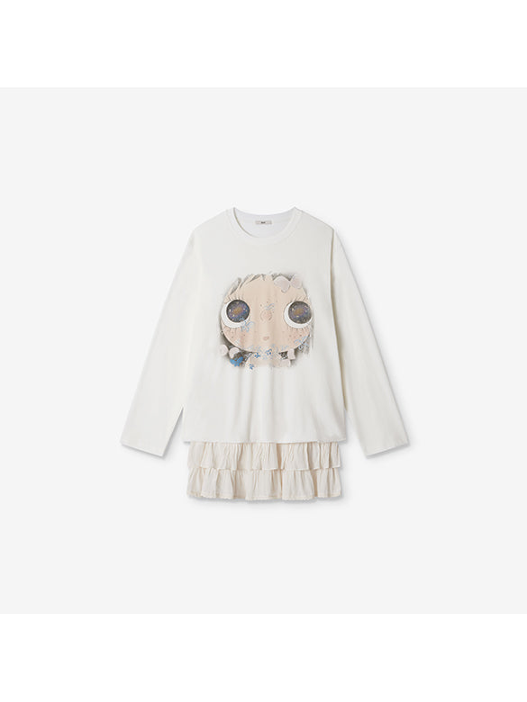 Hem Frill Combination Dress