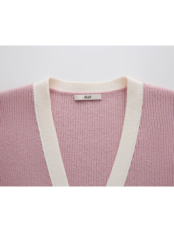 Bi-color Piping Knit Cardigan