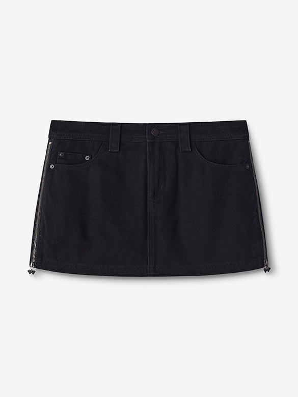 Side Zipper Denim Skirt-Pants